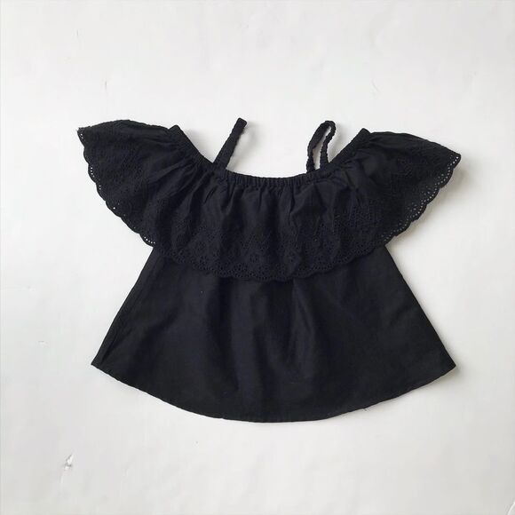 Old Navy black eyelet cold shoulder top EUC 18-24m - Picture 1 of 2